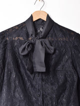 ボウタイ 長袖 レースブラウス