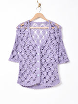 5分袖 クロシェカーディガン