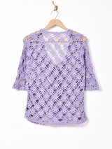 5分袖 クロシェカーディガン