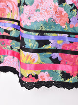 リボンデザイン 花柄フレアスカート