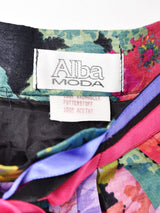 リボンデザイン 花柄フレアスカート