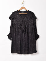 【3色展開】Emerald Motel 織り柄 ビッグフリルブラウス