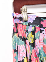 リボンデザイン 花柄フレアスカート