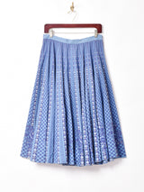 チェック×花柄 フレアスカート