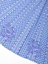 チェック×花柄 フレアスカート