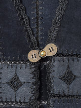 パッチワーク スエード ロングベスト