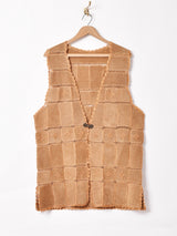 パッチワーク スエード ロングベスト