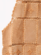 パッチワーク スエード ロングベスト