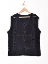 トグルボタン パッチワーク スエードベスト