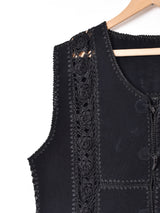 トグルボタン パッチワーク スエードベスト