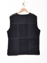 トグルボタン パッチワーク スエードベスト
