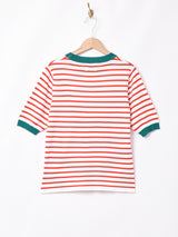 【2色展開】Elcaminoボーダー柄 半袖 サマーニットトップス