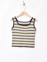 【2色展開】Meridianマルチボーダー ノースリーブニットトップス