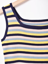 【2色展開】Meridianマルチボーダー ノースリーブニットトップス