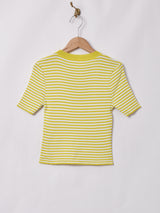 【3色展開】Elcaminoボーダー柄 半袖リブニットトップス