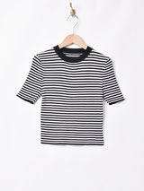 【3色展開】Elcaminoボーダー柄 半袖リブニットトップス