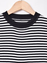 【3色展開】Elcaminoボーダー柄 半袖リブニットトップス