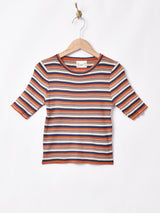 Elcaminoマルチボーダー 半袖サマーニットトップス