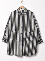 【2色展開】Elcamino ストライプ ビッグポケット長袖シャツ
