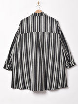 【2色展開】Elcamino ストライプ ビッグポケット長袖シャツ