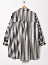【2色展開】Elcamino ストライプ ビッグポケット長袖シャツ