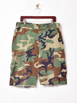 アメリカ軍 ウッドランドカモ カットオフ カーゴショートパンツ W35