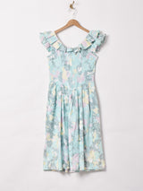 70's パステルトーン 総柄 スリーブレスワンピース