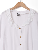 カットワークフリル 長袖ブラウス