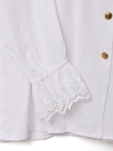 カットワークフリル 長袖ブラウス