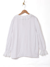 カットワークフリル 長袖ブラウス