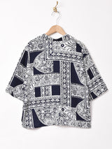 総柄 半袖 オープンカラーシャツ