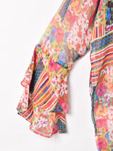 花柄 ベルスリーブ 長袖シャツ