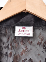 レオパード柄 ジップアップ シアー 7分袖シャツ