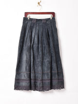 スエード レーステープ フレアスカート