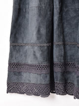 スエード レーステープ フレアスカート