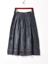 スエード レーステープ フレアスカート