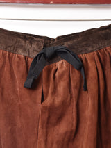 スエード 刺繍 フレアスカート