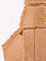 パッチワーク スエード ロングベスト