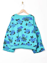 花柄 中綿入りスウェットシャツ