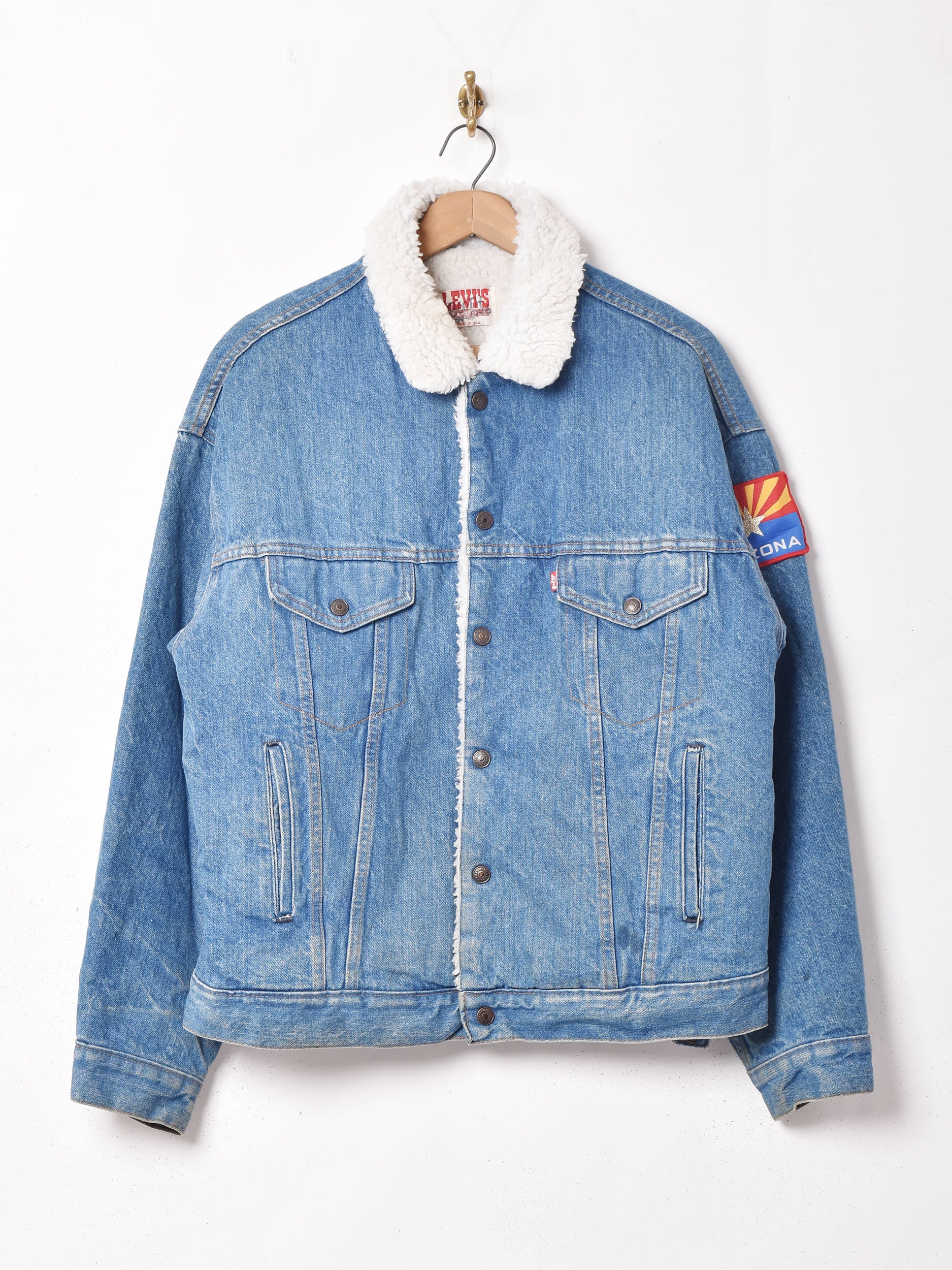 Schott ボア付きデニムジャケット L
