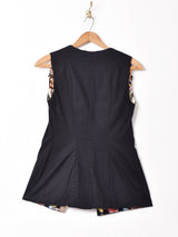 総柄 リバーシブルベスト