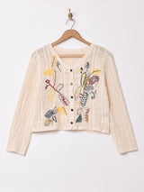 【2色展開】Meridian 刺繍 クロシェカーディガン