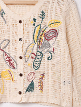 【2色展開】Meridian 刺繍 クロシェカーディガン