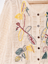 【2色展開】Meridian 刺繍 クロシェカーディガン