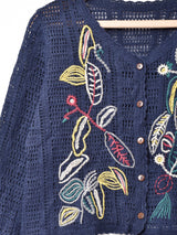 【2色展開】Meridian 刺繍 クロシェカーディガン