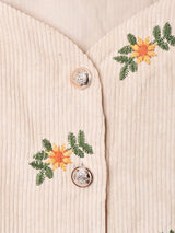 【3色展開】Meridian 花刺繍 コーデュロイブラウス