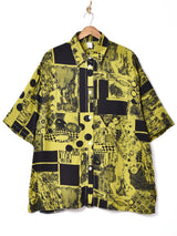 後染め 半袖総柄シャツ