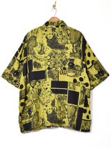 後染め 半袖総柄シャツ