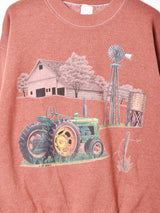 後染め プリントスウェットシャツ