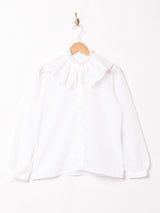 プリーツカラー リボンタイ 長袖ブラウス